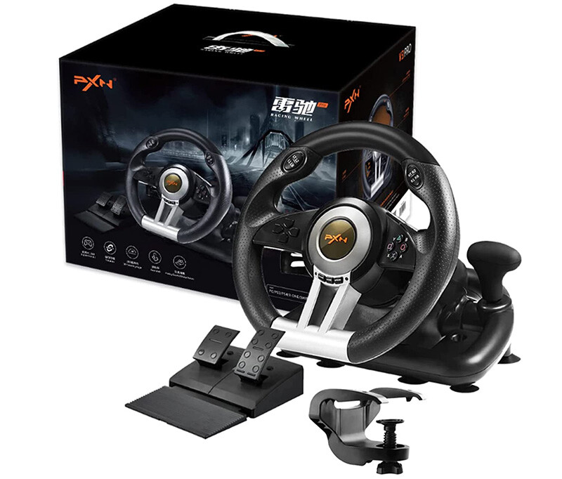 test-pxn-jeu-volant-v3ii-steering-wheel-avec-pedales--controleur-de-180-degres